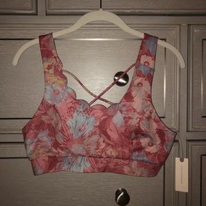 Pink / Blue Floral Anthropologie Sports Bra - M